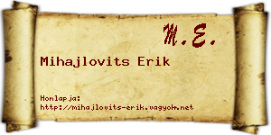 Mihajlovits Erik névjegykártya