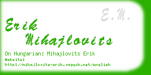 erik mihajlovits business card